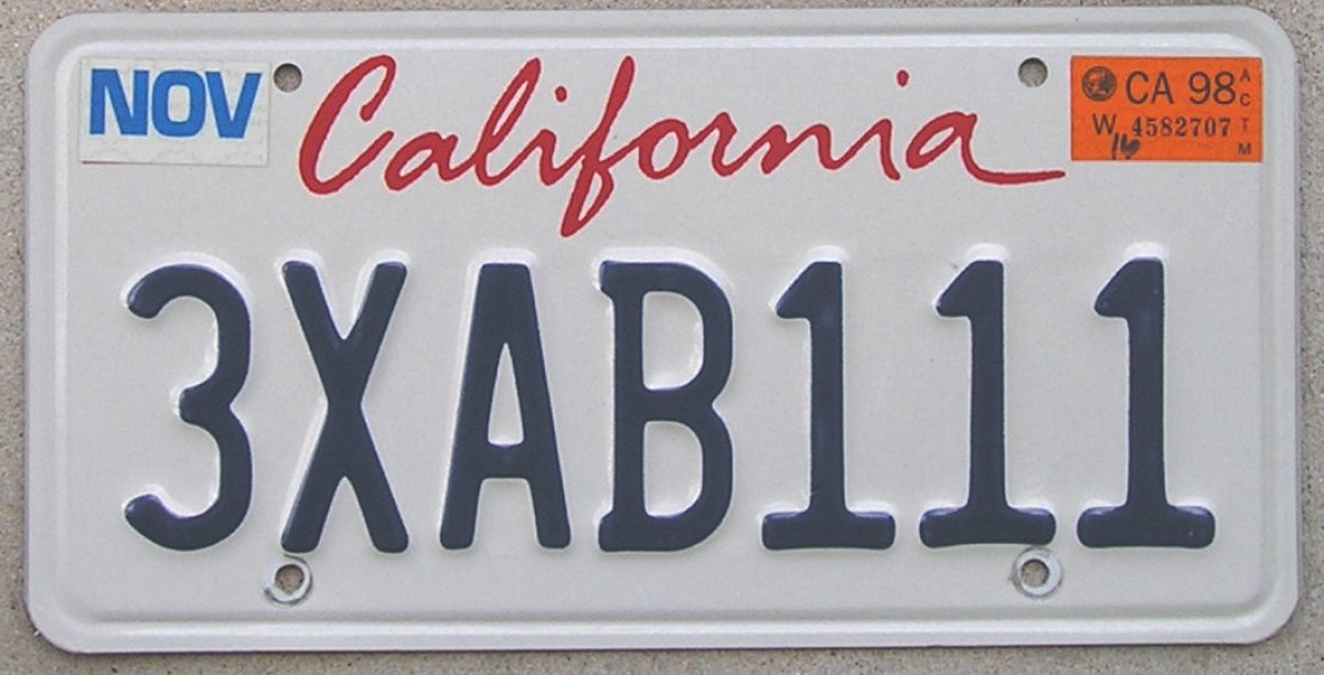 california car registration tag colors